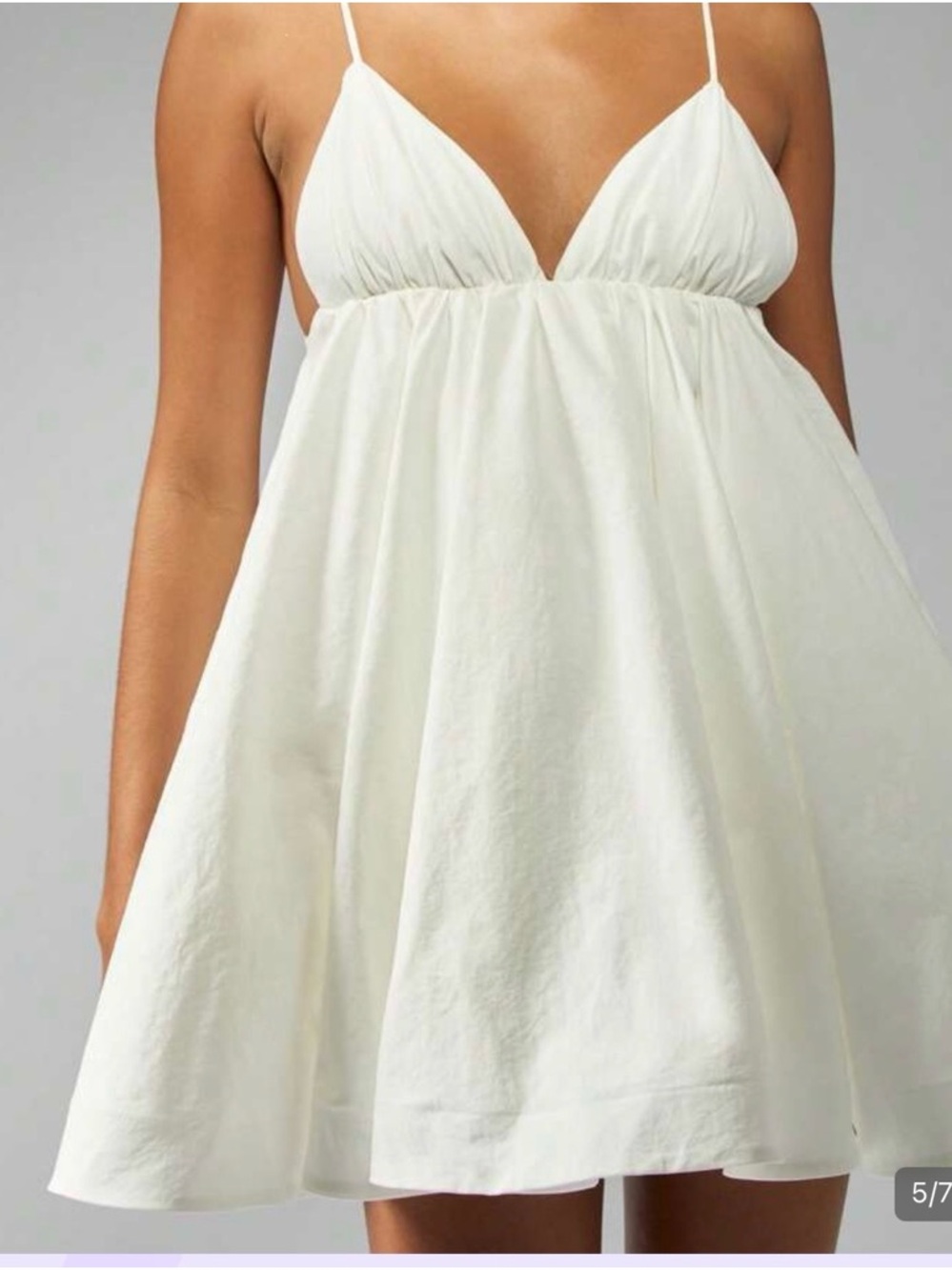 New White Spaghetti-Strap V-Neck Mini with tulle undershirt Dress